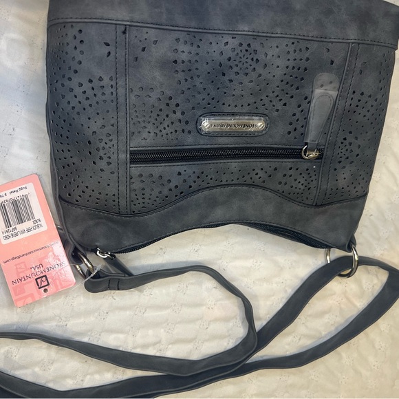 Stonemoutain Charcoal Grey Nubuck Faux Leather Irene Hobo Handbag NWT. - Picture 12 of 13